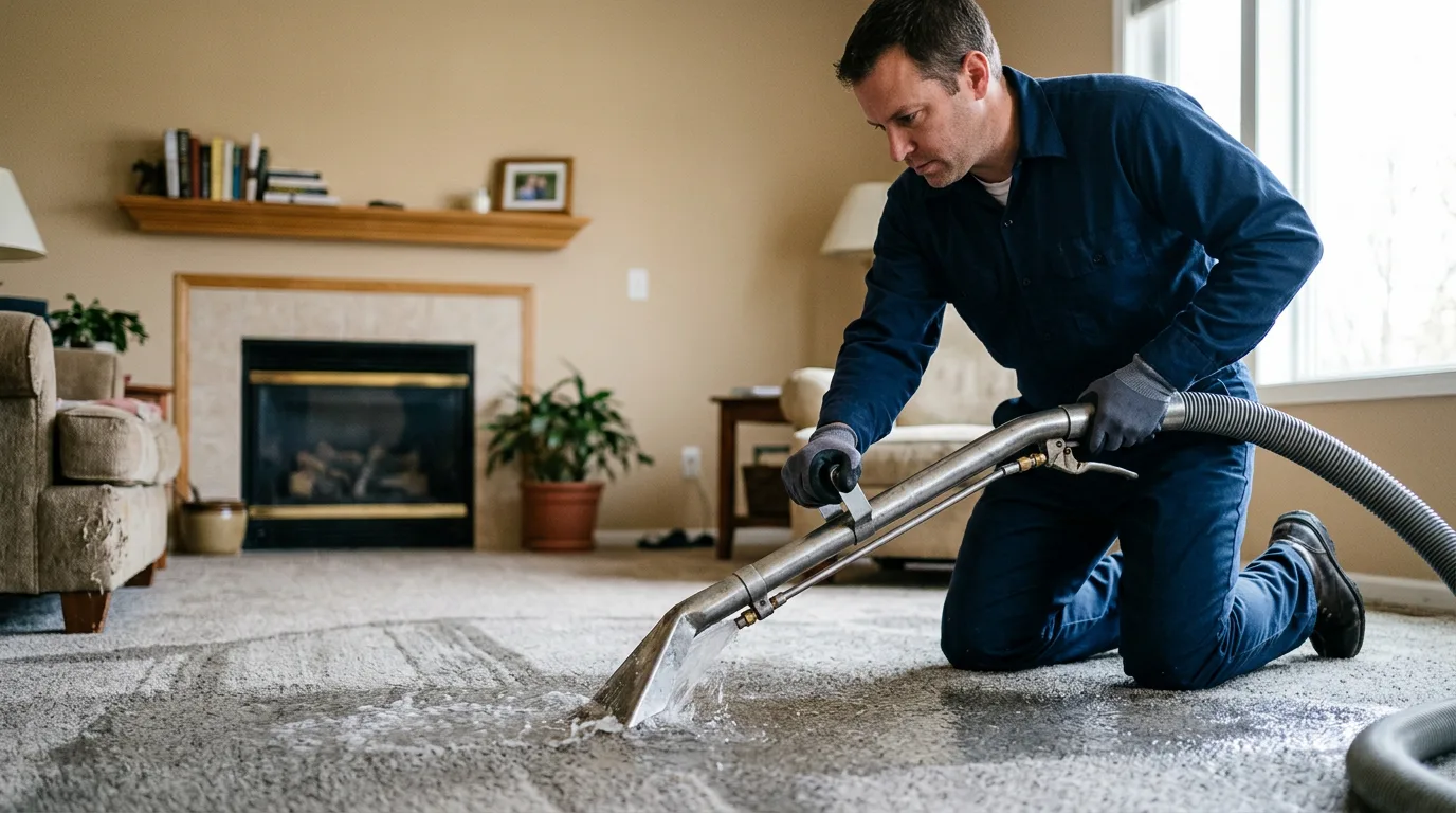 Water damage restoration technician working near Rockholds, KY